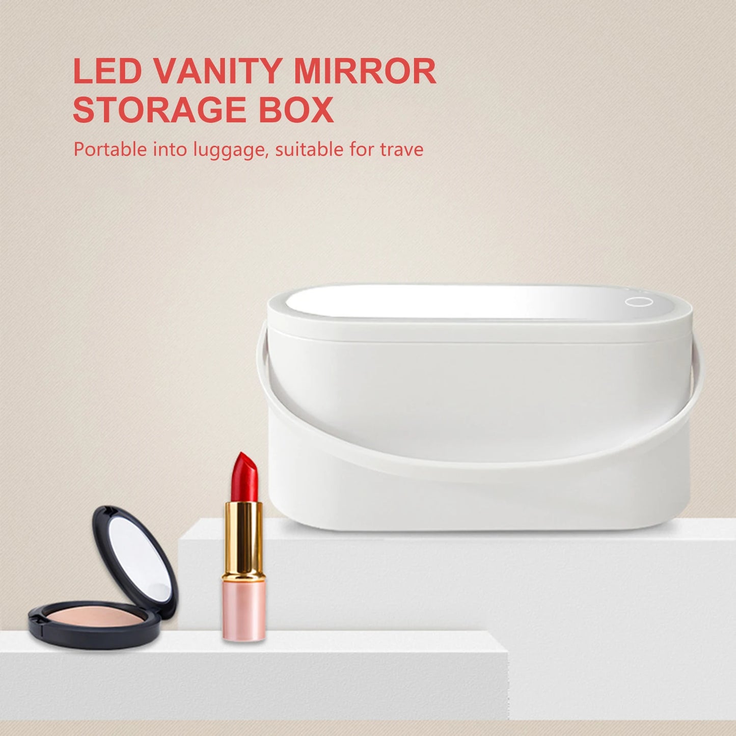 Cosmetic Organizer Box With LED Lighted Mirror