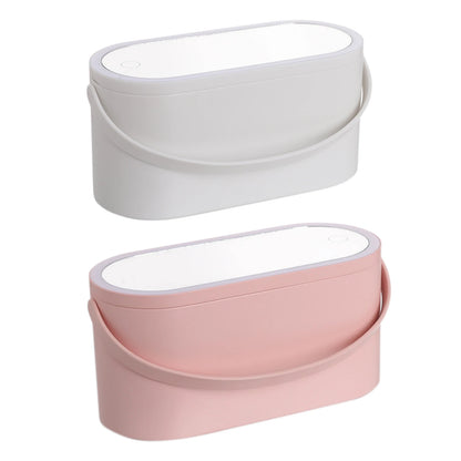 Cosmetic Organizer Box With LED Lighted Mirror